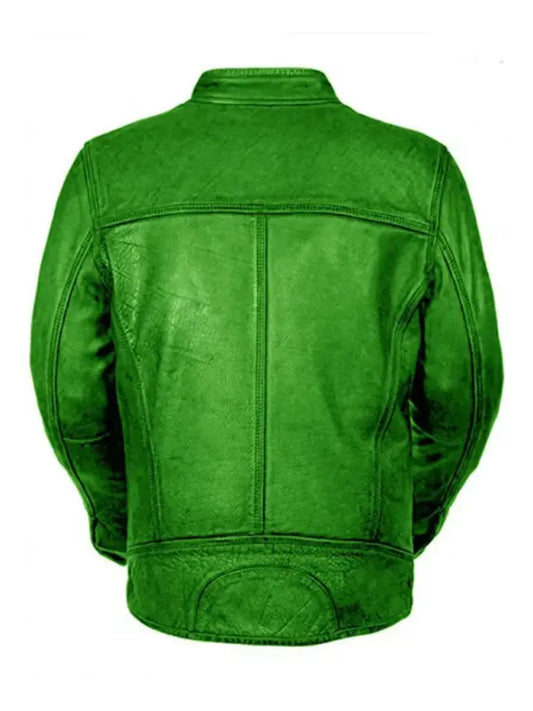 Green Vintage Real Biker Leathers Jacket