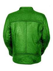 Green Vintage Real Biker Leathers Jacket