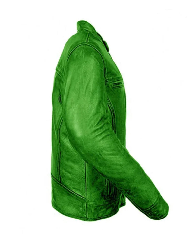 Green Vintage Real Biker Leathers Jacket