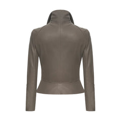 Grey Biker Leather Jacket