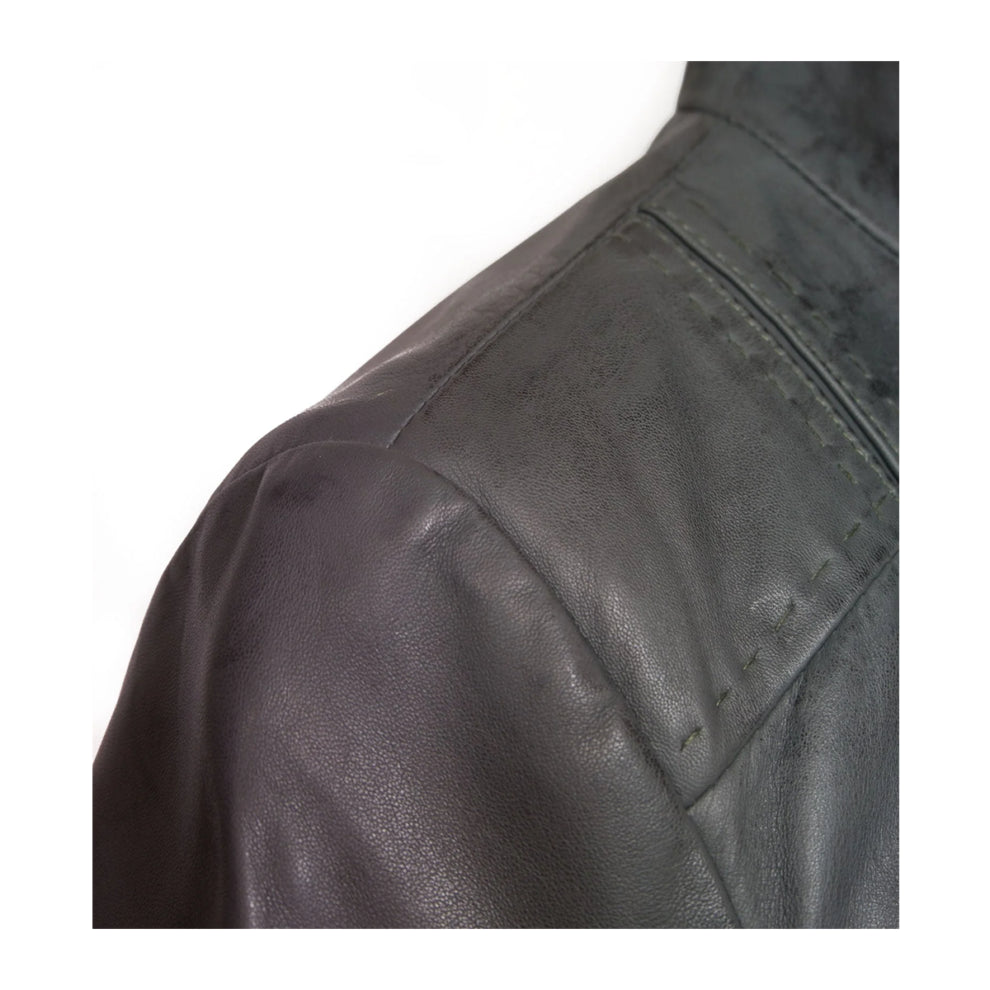 Biker Grey Leather Jacket