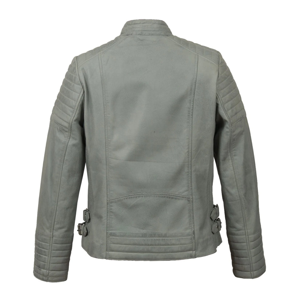 Grey Biker Leather Jackets