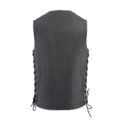 Grey Side Leces Real Leather Vest