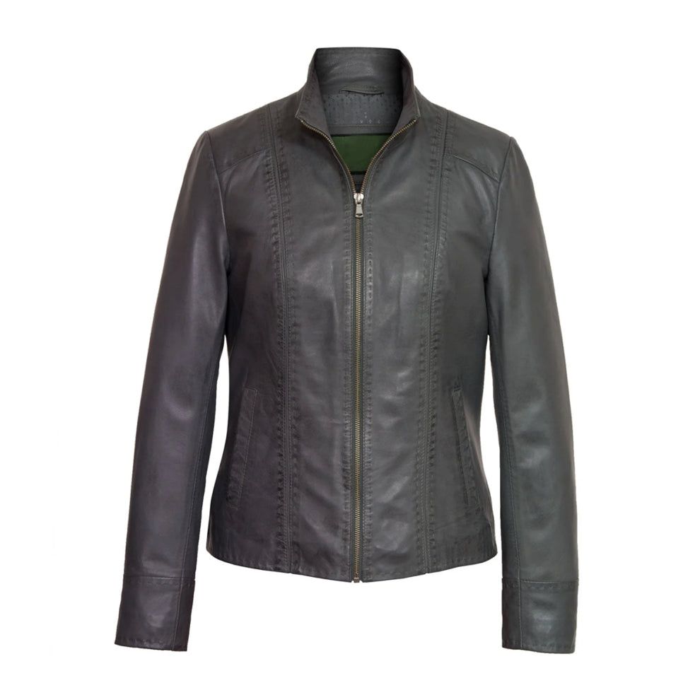 Biker Grey Leather Jacket