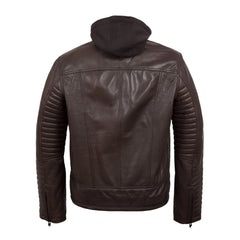 Dark Brown Padded Biker Leather Jacket