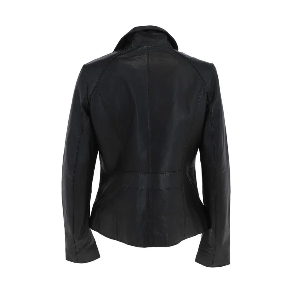 Lambskin Black Cafe Racer Leather Jacket