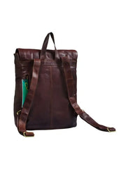 Vintage Brown Full-Grain Leather Backpack — Laptop Friendly Travel & Work Rucksack