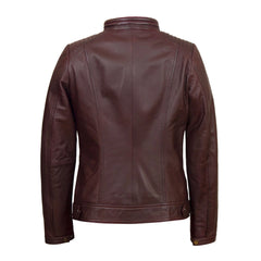 Burgundy Biker Leather Jacket