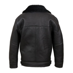 Black Lapel Style Shearling Leather Jacket