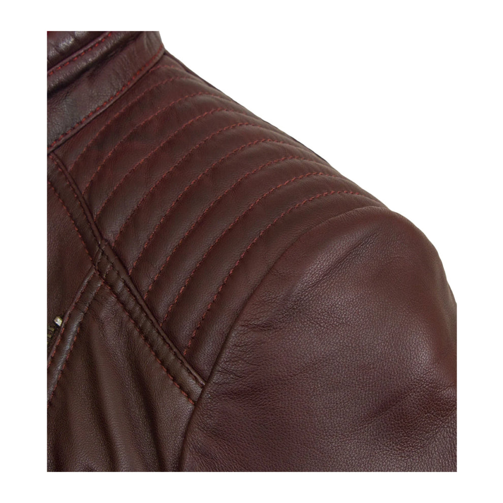 Burgundy Biker Leather Jacket