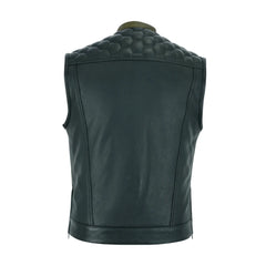 Black Biker Quilted Genuine Leather Vest