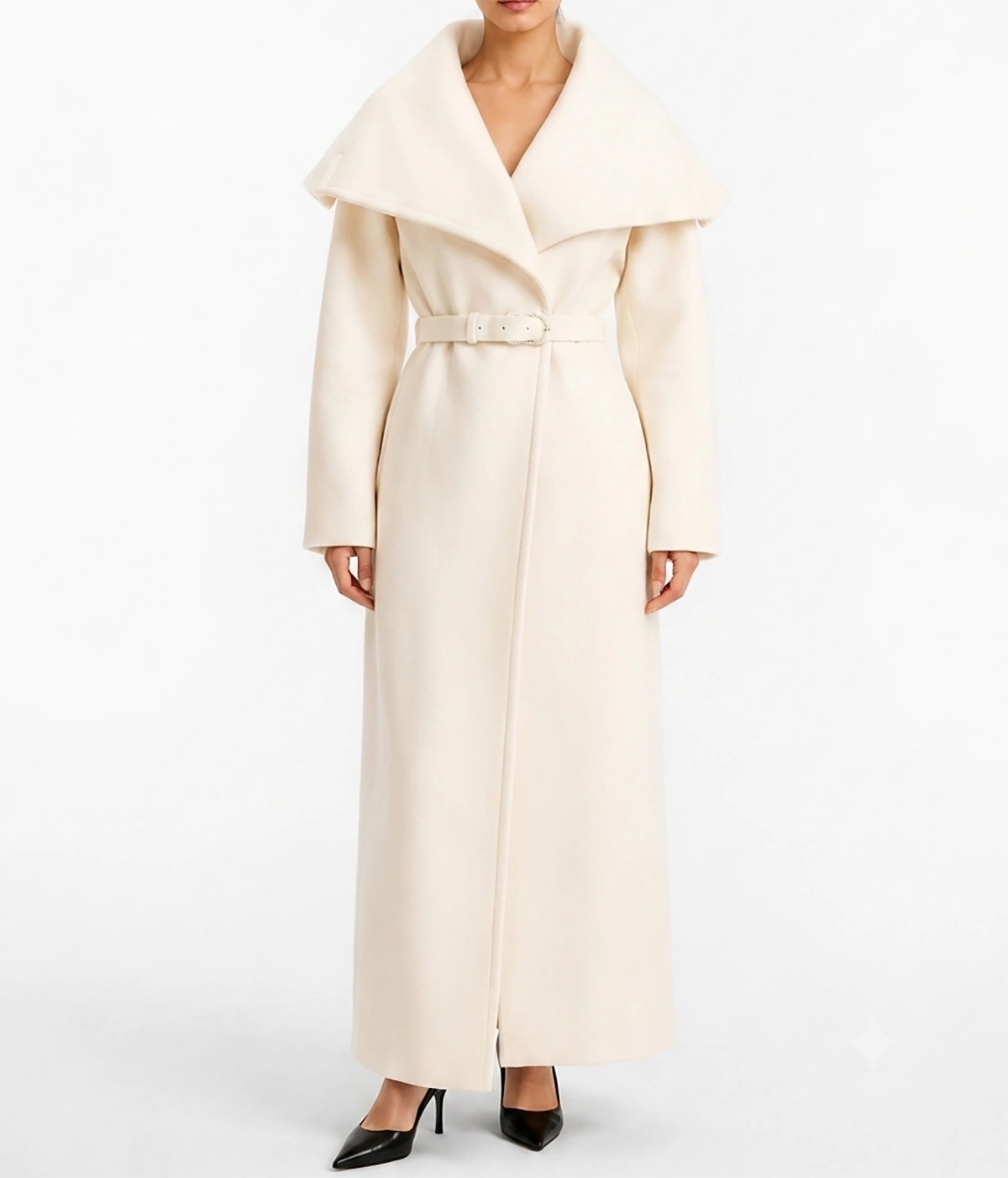 Women's Wide Lapel Wool Wrap Coat