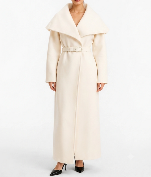 Women's Wide Lapel Wool Wrap Coat
