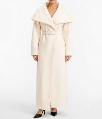 Women's Wide Lapel Wool Wrap Coat