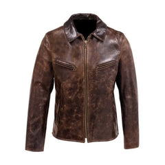 Distressed Brown Leather Jacket