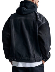 Men's Black Hooded Frost Denim Jacket