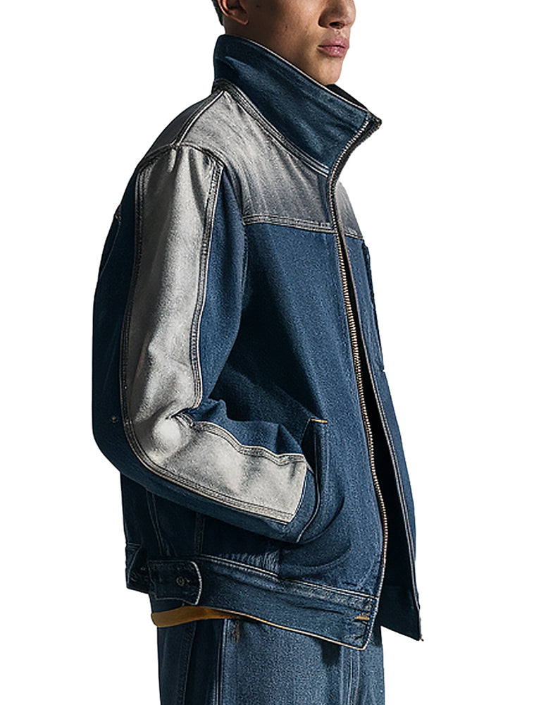 Men's Blue and Grey Harvest Denim Jacket