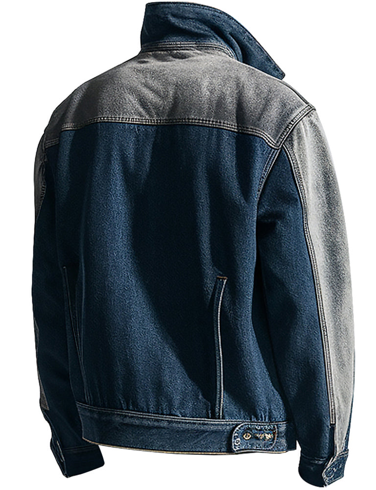 Men's Blue and Grey Harvest Denim Jacket