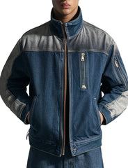 Men's Blue and Grey Harvest Denim Jacket