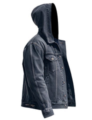 Men’s Dark Grey Hooded Misty Denim Jacket