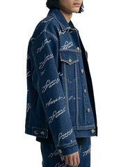 Men's Denim Jacket With Stylish Script Print