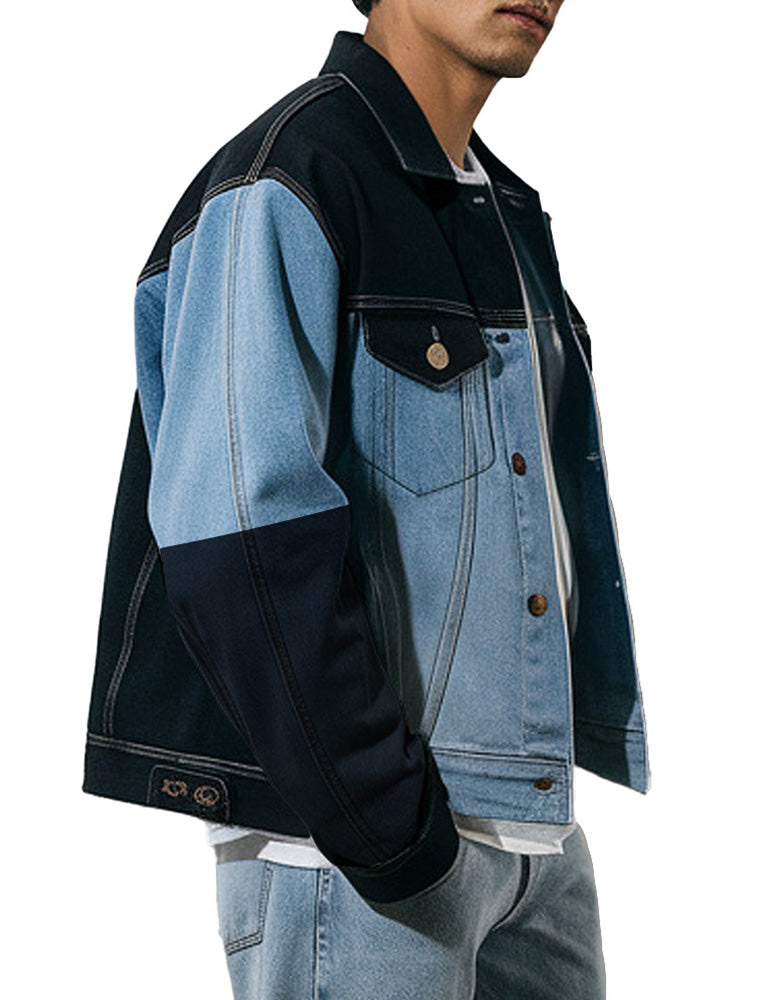 Men's Fashion Colorblock Jean Jacket