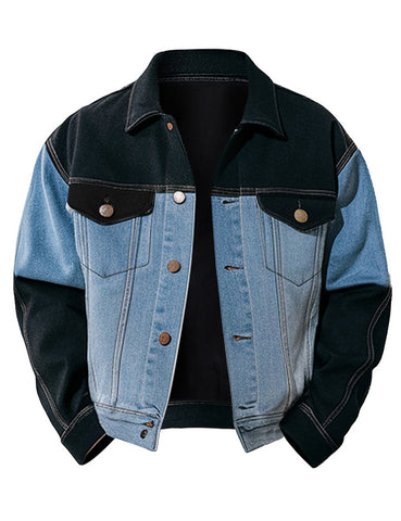 Men's Fashion Colorblock Denim Jacket