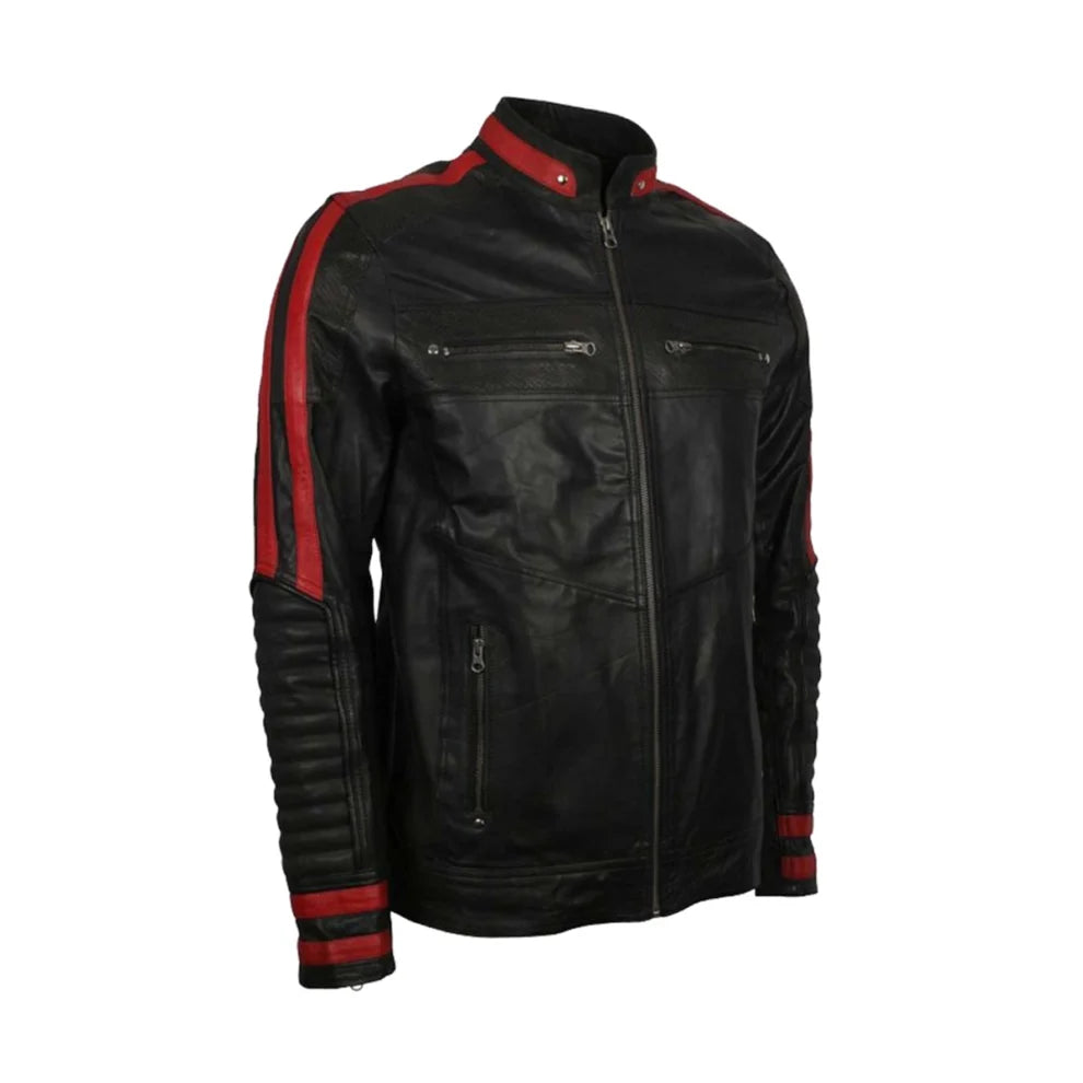 Cafe Racer Black Biker Leather Jacket