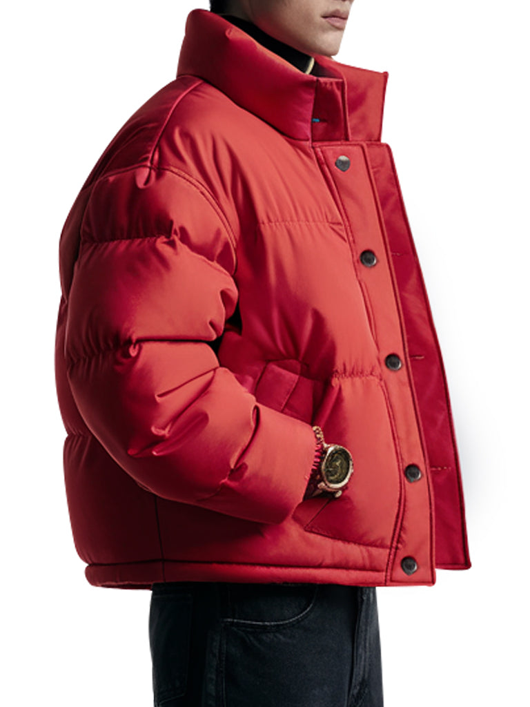 Men's Classic Red Winter Puffer Jacket