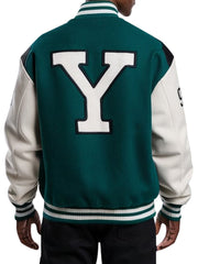 Men's Green Varsity Jacket With Embroidered Patch