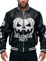 Men's Halloween Party Black Leather Jacket