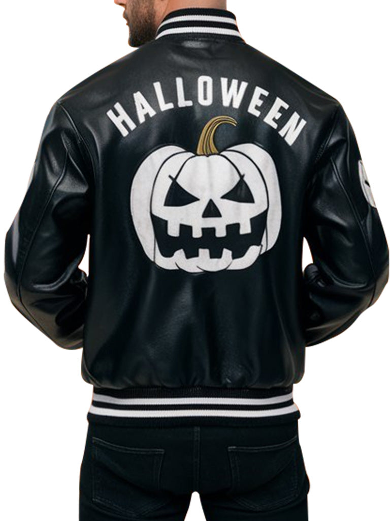 Men's Halloween Party Black Leather Jacket