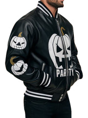 Men's Halloween Party Black Leather Jacket