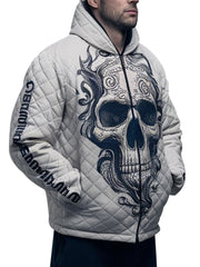 Men's Quilted Skull Graphic Hoodie Jacket