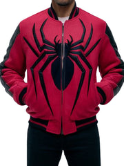 Men's Red and Black Spider-Inspired Varsity Jacket