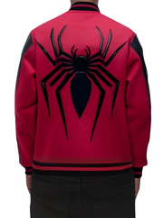 Men's Red and Black Spider-Inspired Varsity Jacket