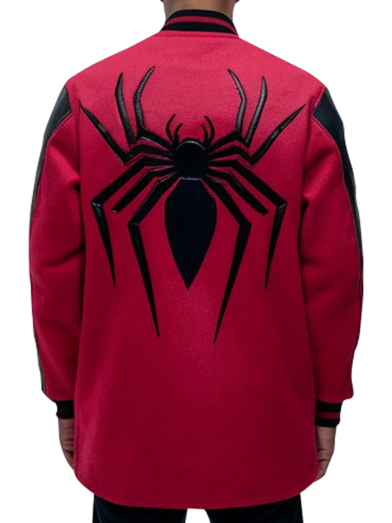 Men's Red and Black Spider-Inspired Varsity Jacket