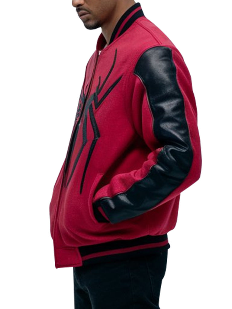 Men's Red and Black Spider-Inspired Varsity Jacket