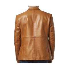 Tan Lambskin Leather Blazer Men