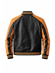 Men’s Black Leather Bomber Jacket