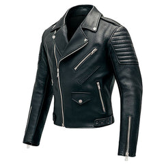 Men's Black Biker Quilted Motoneta Leather Jacket