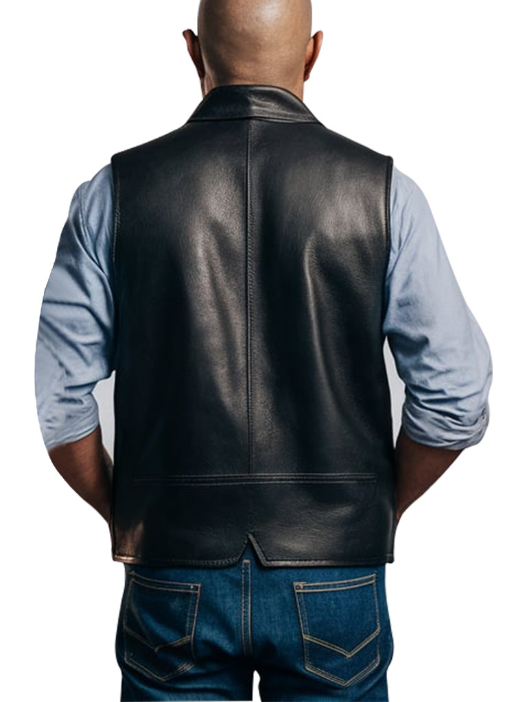 Men's Black Timeless Style Rove Leather Vest