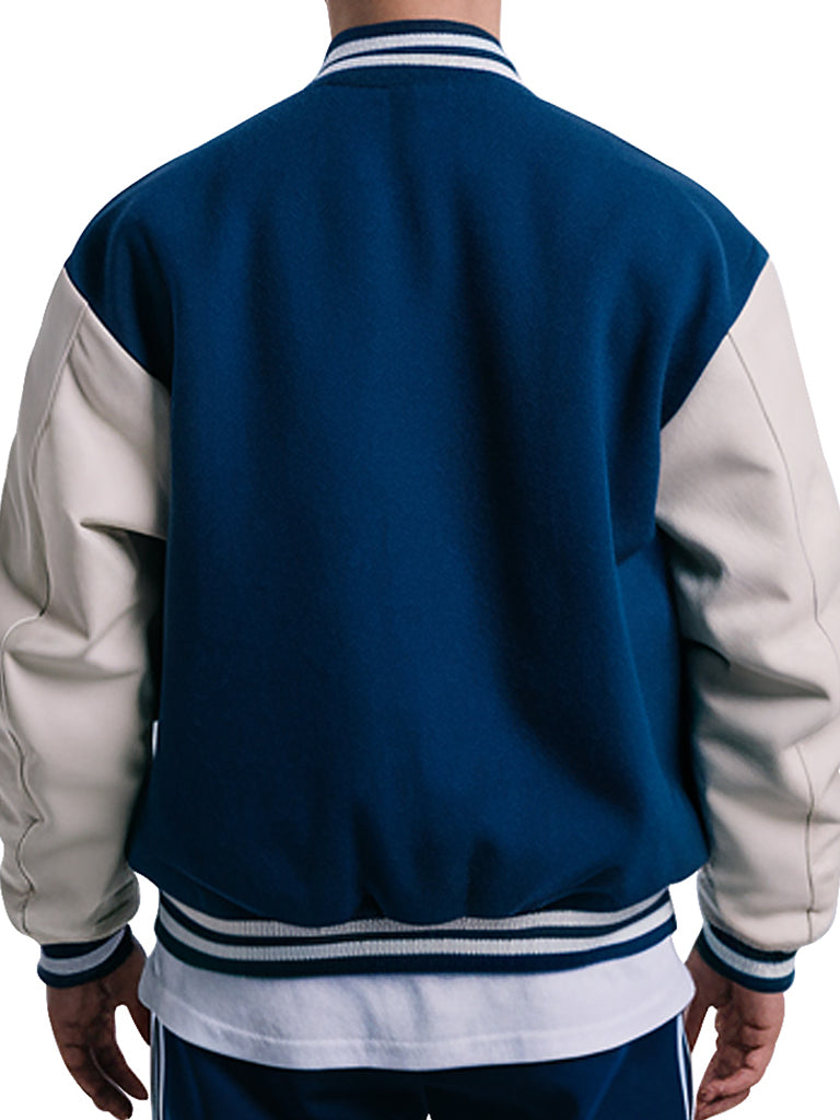 Men's Blue Baseball Rabbit Varsity Jacket