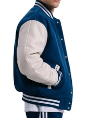 Men's Blue Baseball Rabbit Varsity Jacket