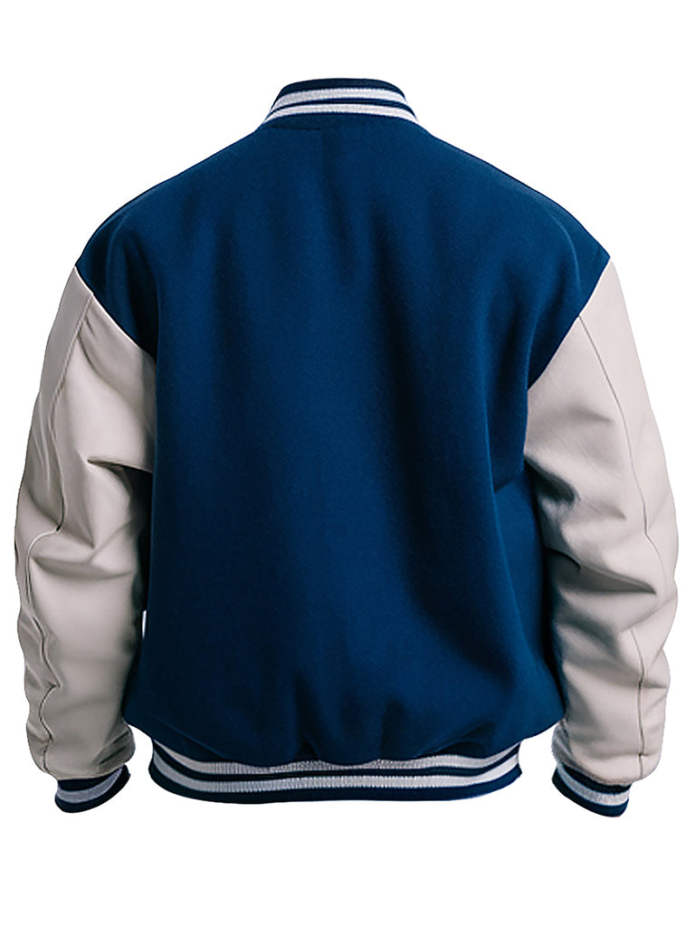 Men's Blue Baseball Rabbit Varsity Jacket