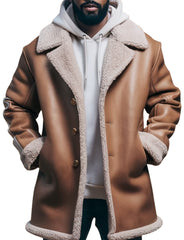 Men's Brown Shearling Lined Winter Coat