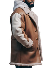 Men's Brown Shearling Lined Winter Coat