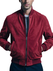 Men's Burgundy Classic Style  Bomber Jacket