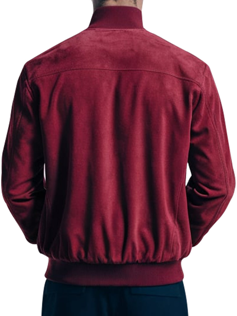 Men's Burgundy Classic Style  Bomber Jacket