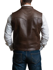 Men's Classic Brown Grit Leather Vest